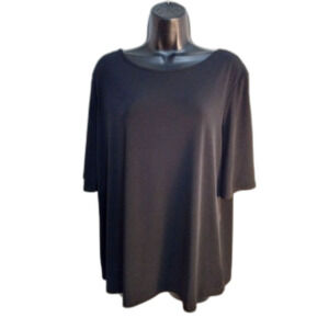 Susan Graver Shirt Size Med Black Basic Open Shoulder Blouse Business Casual Top